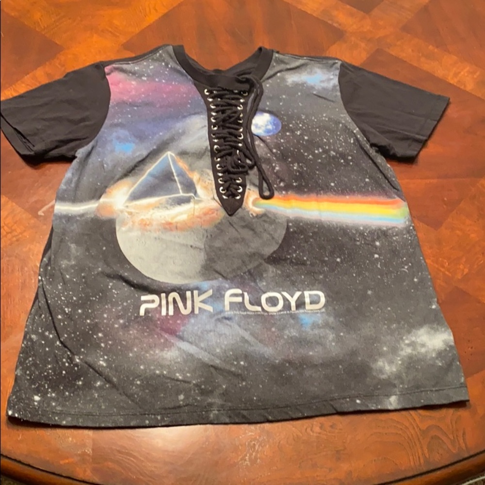 Pink Floyd stitch top in black